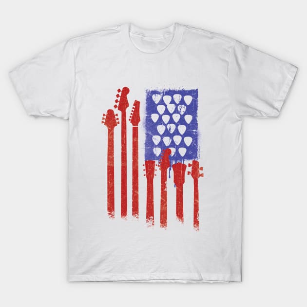 American Flag Guitars T-Shirt by EddieBalevo